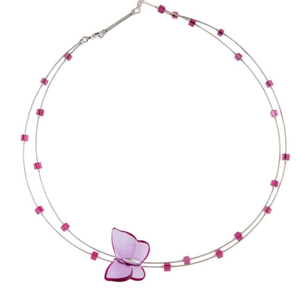 BACCARAT FRENCH CRYSTAL STERLING SILVER 925 BUTTERFLY NECKLACE